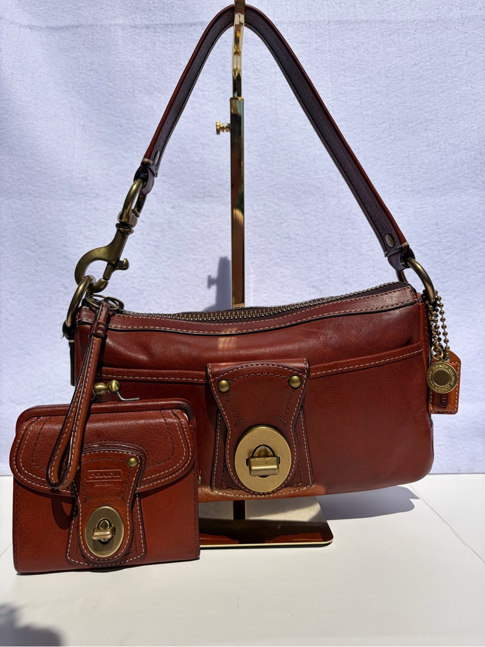 Coach Legacy Turnlock Shoulder Bag &Coach Legacy Turnlock Kisslock French Wallet